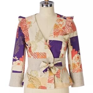 Anthropologie Elevenses Patchwork Iced Juniper Blazer Jacket Size 8